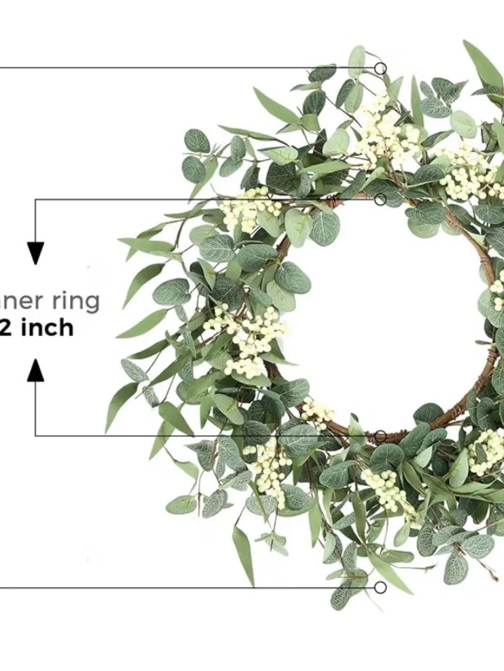 Green Eucalyptus and Cream Berry Wreath - Classic Home Décor